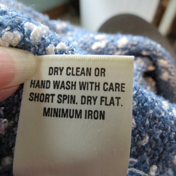 Veronique Denim Blue/White Slub Funnel Neck Sweater Poly & Wool Ireland Size 14 - Picture 11 of 11